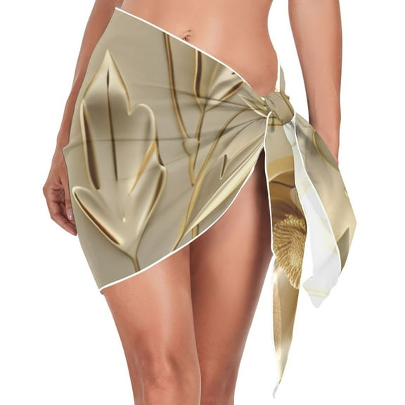 joogoo Luxury Gold Flower Women's Beach Sarong Bathing Suit Wrap Swimwear Cover Ups L