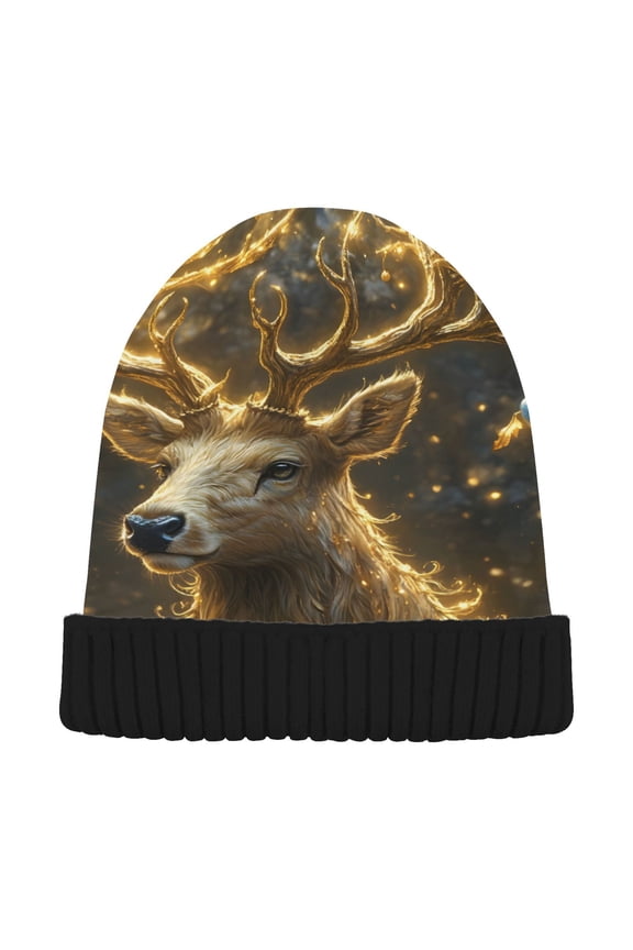 Magic Deer Beanie Hats Cuffed Winter Warm Knit Thick Beanies