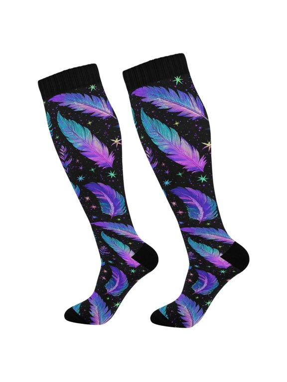 Magic Feathers Socks Women Men Knee High Sock