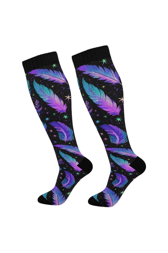 Magic Feathers Socks Women Men Knee High Sock