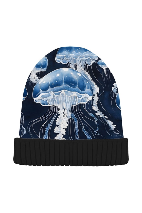Magic Jellyfish Beanie Hats Cuffed Winter Warm Knit Thick Beanies