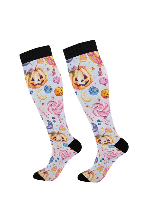 Magic Pumpkin Halloween Candy Socks Women Men Knee High Sock