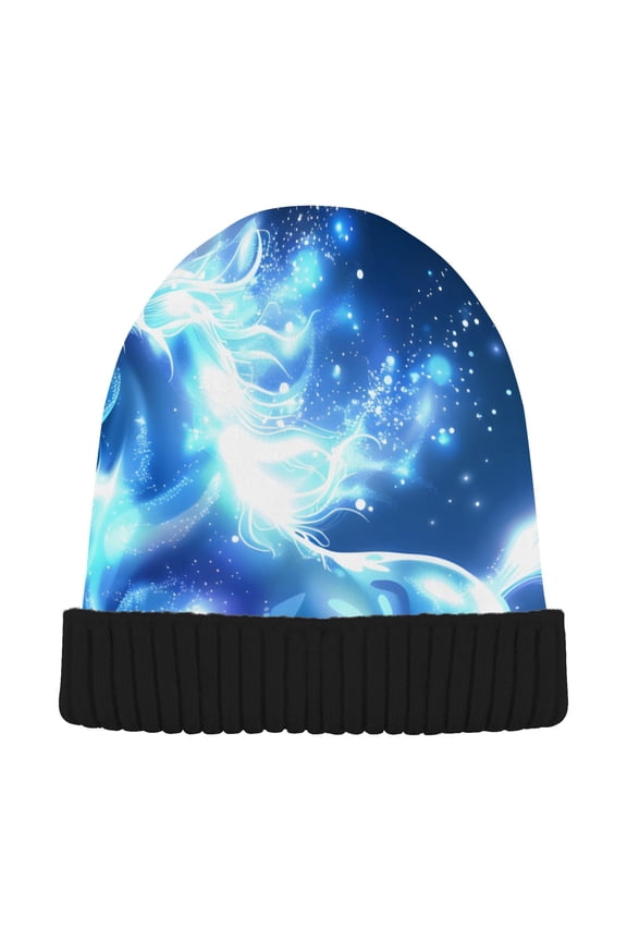 Magic Unicorn Beanie Hats Men Women Cuffed Skull Cap Winter Warm Knit Thick Beanies