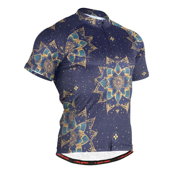 joogoo Magical Mandala Flower Pattern Men's Cycling Jerseys Mountain Bike Short Sleeve Tops L