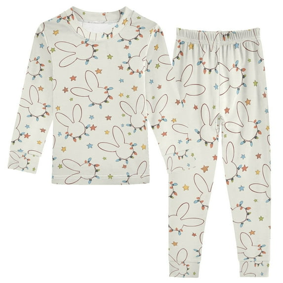 joogoo Magical Rabbit Christmas 2 Piece Long Sleeve Tee and Pants Cotton Pajama Set 8Y