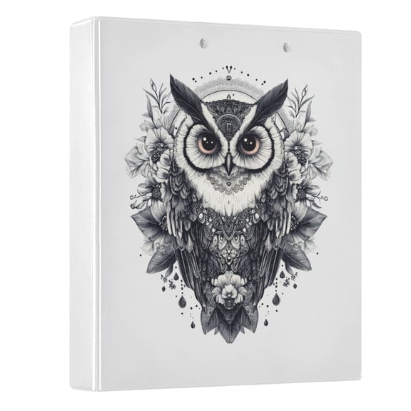 joogoo Mandala Owl Hardcover 3 Ring Binder 1.5" Round Rings Interior Pockets Binders Organizer 1 Pack
