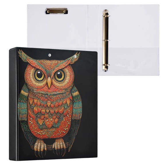 joogoo Mandala Owl Hardcover 3 Ring Binder 1.5" Round Rings Interior Pockets Binders Organizer 1 Pack