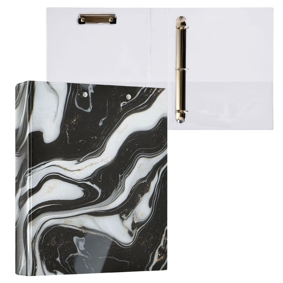 joogoo Marble-1 Pattern Hardcover 3 Ring Binder 1.5" Round Rings Interior Pockets Binders Organizer 1 Pack