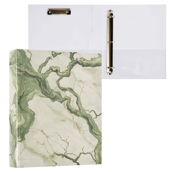 joogoo Marble Green Hardcover 3 Ring Binder 1.5" Round Rings Interior Pockets Binders Organizer 1 Pack