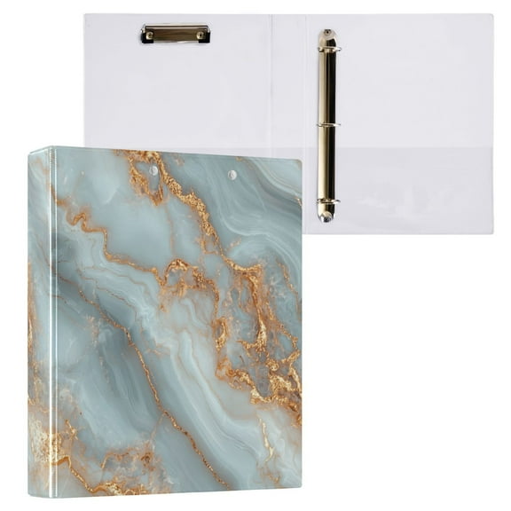 joogoo Marble Pattern Hardcover 3 Ring Binder 1.5" Round Rings Interior Pockets Binders Organizer 1 Pack