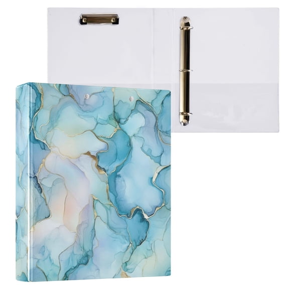 joogoo Marble Print Hardcover 3 Ring Binder 1.5" Round Rings Interior Pockets Binders Organizer 1 Pack