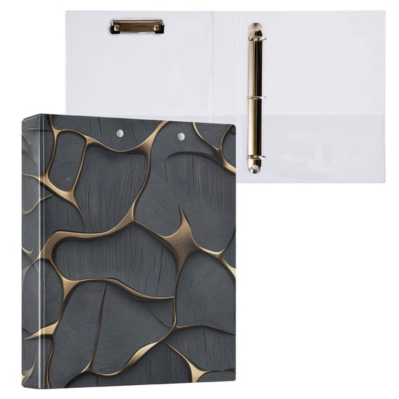 joogoo Marble with Golden Hardcover 3 Ring Binder 1.5" Round Rings Interior Pockets Binders Organizer 1 Pack