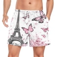 thumbnail image 1 of joogoo Men's Eiffel Tower Butterflies Swim Trunks with Liner Pocket Beach Shorts X-Large, 1 of 9