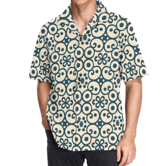 joogoo Men's Hawaiian Shirt Abstract Ornament Short Sleeve Casual Button Down Shirts 2XL