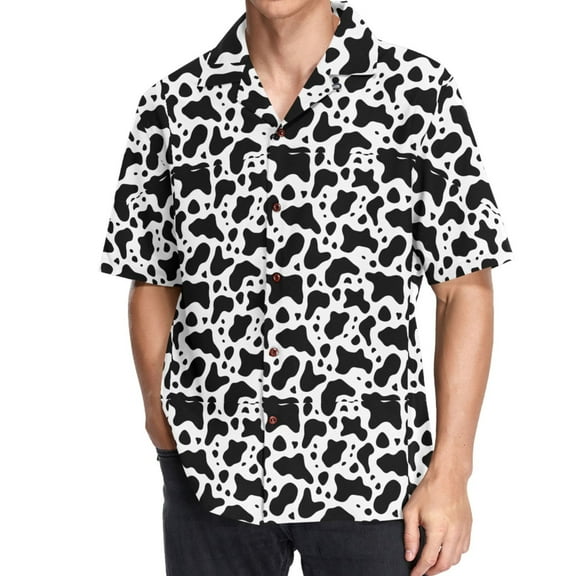 joogoo Men's Hawaiian Shirt Black and White Short Sleeve Casual Button Down Shirts 2XL