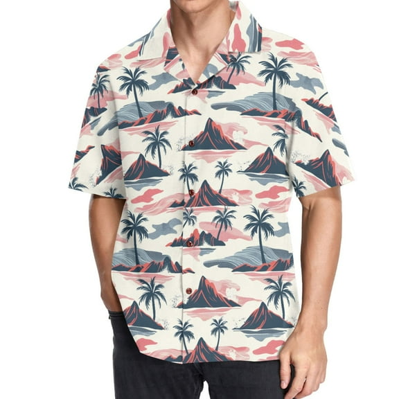joogoo Men's Hawaiian Shirt Coconut Tree Abstract Short Sleeve Casual Button Down Shirts 2XL