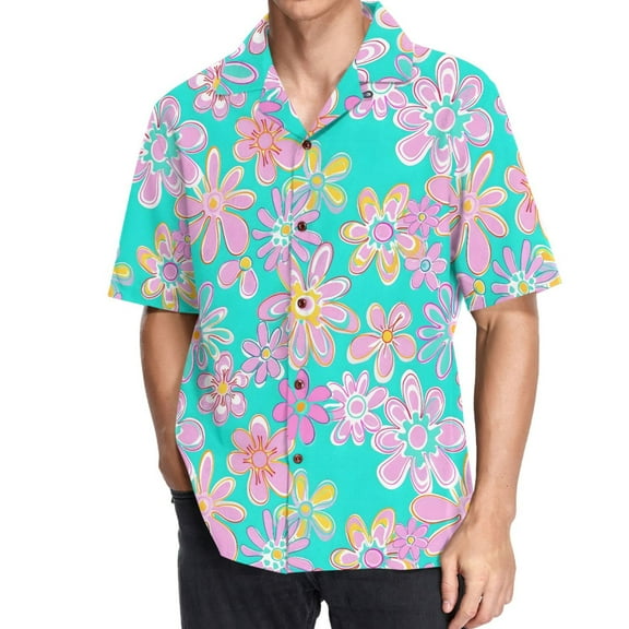 joogoo Men's Hawaiian Shirt Cute Floral Short Sleeve Casual Button Down Shirts 3XL