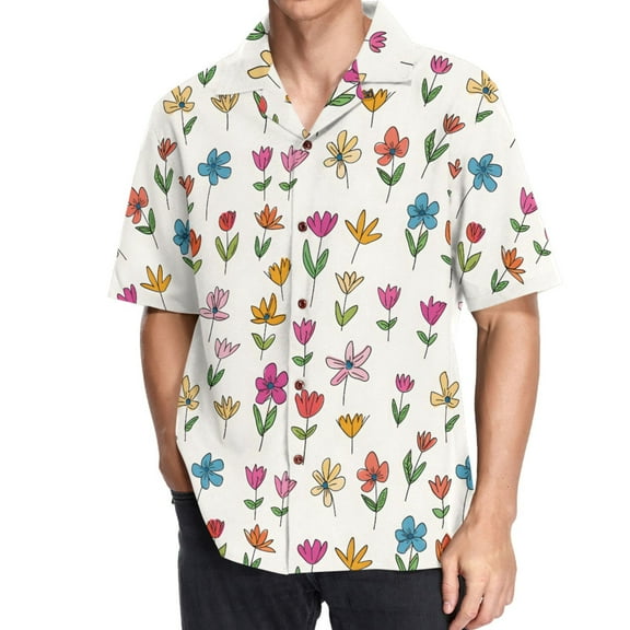 joogoo Men's Hawaiian Shirt Cute Floral Short Sleeve Casual Button Down Shirts XL