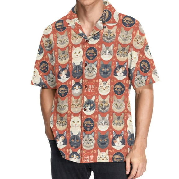 joogoo Men's Hawaiian Shirt Different Cats Short Sleeve Casual Button Down Shirts 3XL