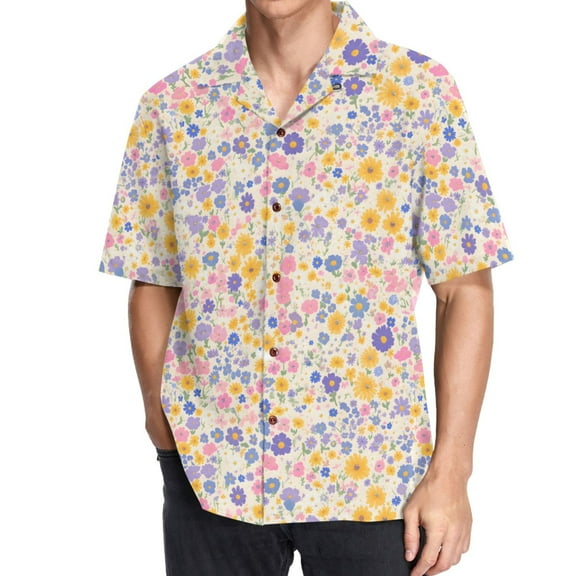 joogoo Men's Hawaiian Shirt Floral-8 Short Sleeve Casual Button Down Shirts M