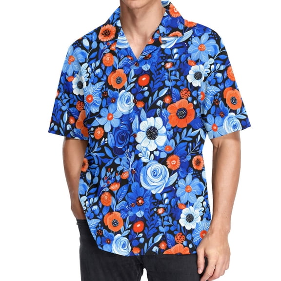 joogoo Men's Hawaiian Shirt Flowers Short Sleeve Casual Button Down Shirts 2XL