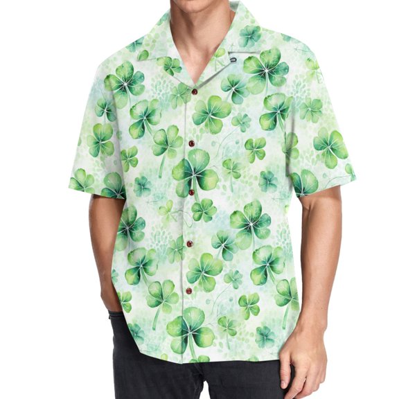 joogoo Men's Hawaiian Shirt Four Leaf Clover Short Sleeve Casual Button Down Shirts 2XL