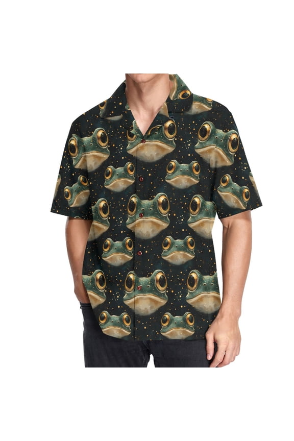 Men's Hawaiian Shirt Frogs Short Sleeve Casual Button Down Shirts 3XL