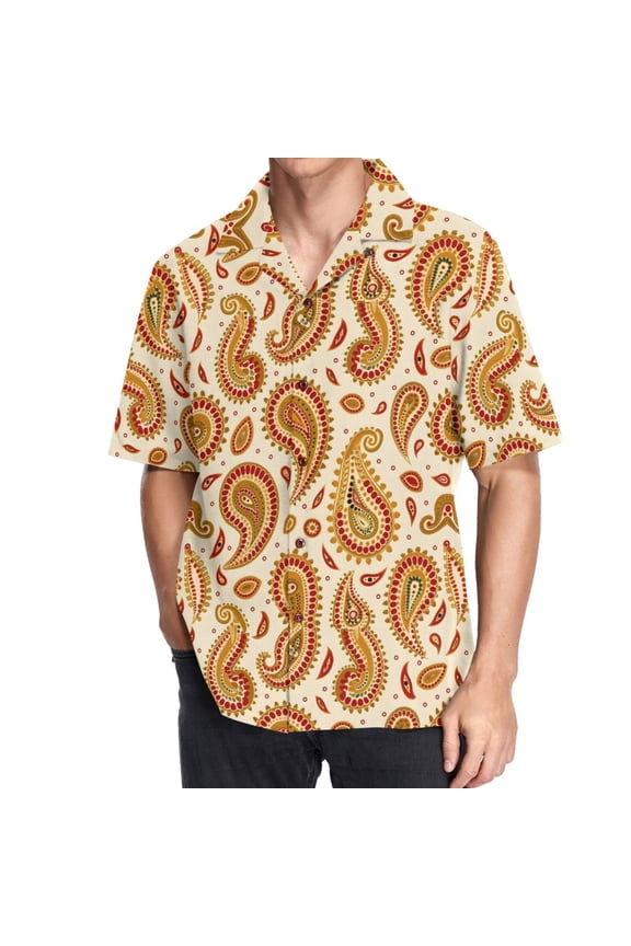 Men's Hawaiian Shirt Graffiti Boho Short Sleeve Casual Button Down Shirts L