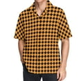thumbnail image 1 of joogoo Men's Hawaiian Shirt Orange Checked Grid Pattern Short Sleeve Casual Button Down Shirts L, 1 of 6