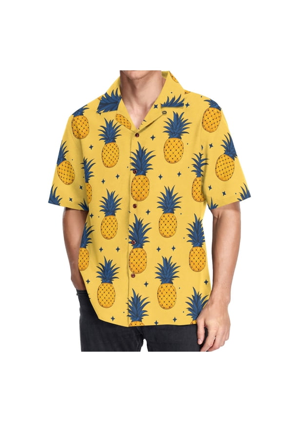 Men's Hawaiian Shirt Pineapple Fruit Short Sleeve Casual Button Down Shirts 3XL