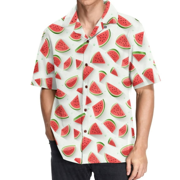joogoo Men's Hawaiian Shirt Watermelons Short Sleeve Casual Button Down Shirts 2XL