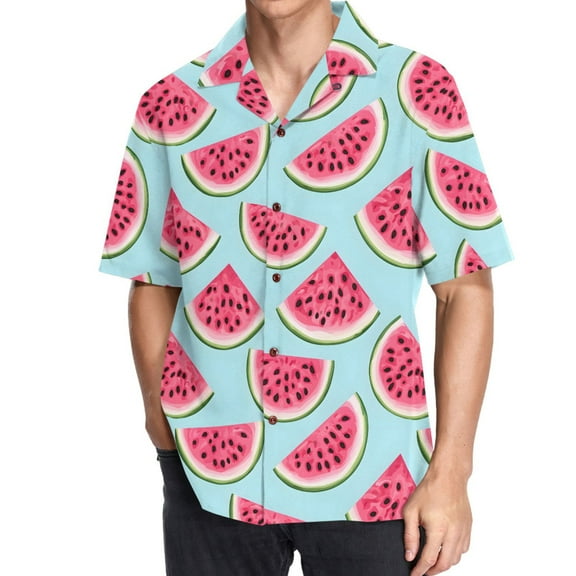 joogoo Men's Hawaiian Shirt Watermelons Short Sleeve Casual Button Down Shirts 3XL