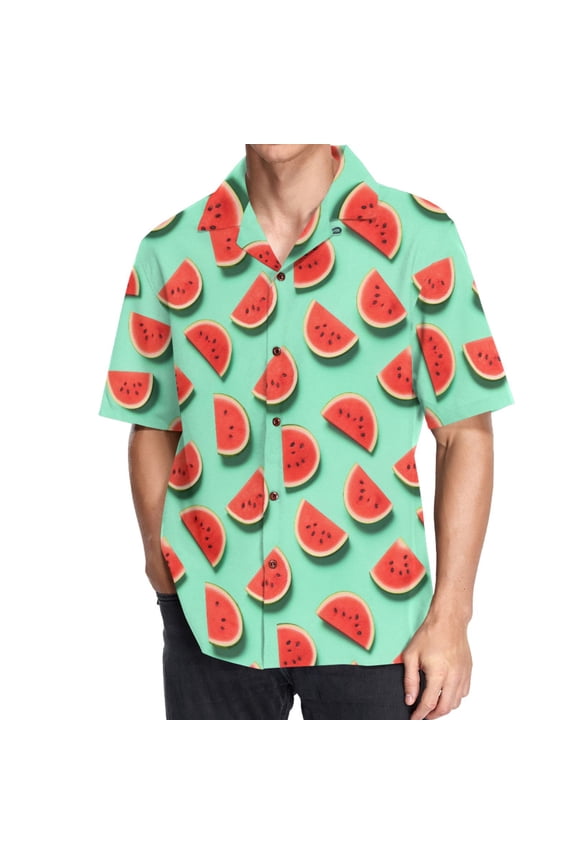 Men's Hawaiian Shirt Watermelons Short Sleeve Casual Button Down Shirts XL