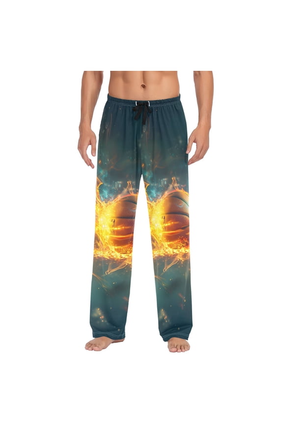 Men's Pajama Pants A Basketball Flight Cotton Long Sleepwear Lounge Pants L