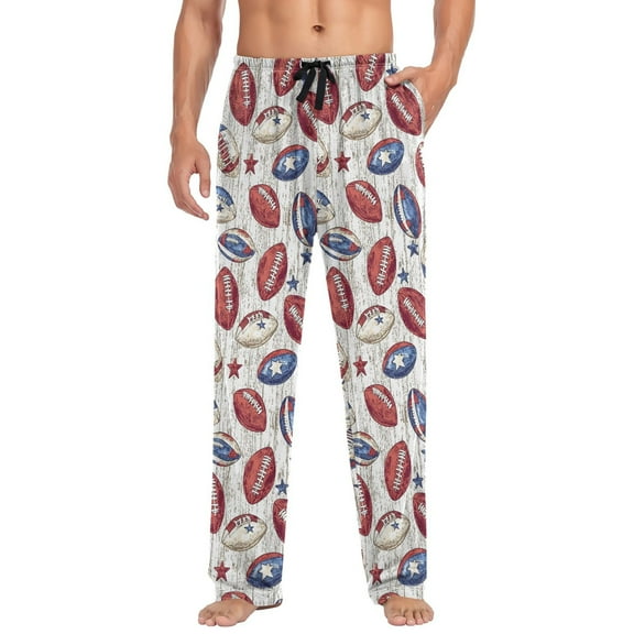 joogoo Men's Pajama Pants American Rugby Football Soft Long Sleep Lounge Pjs Bottoms L