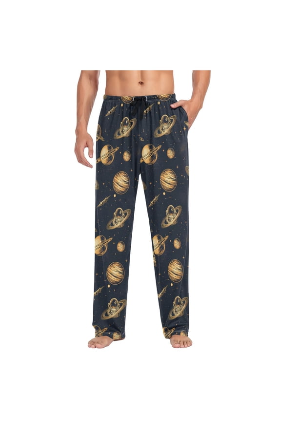 Men's Pajama Pants Astronaut Planet Space Soft Long Sleep Lounge Pjs Bottoms L