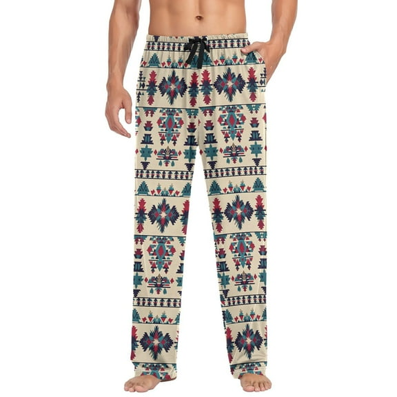 joogoo Men's Pajama Pants Aztec Geometric Soft Long Sleep Lounge Pjs Bottoms L