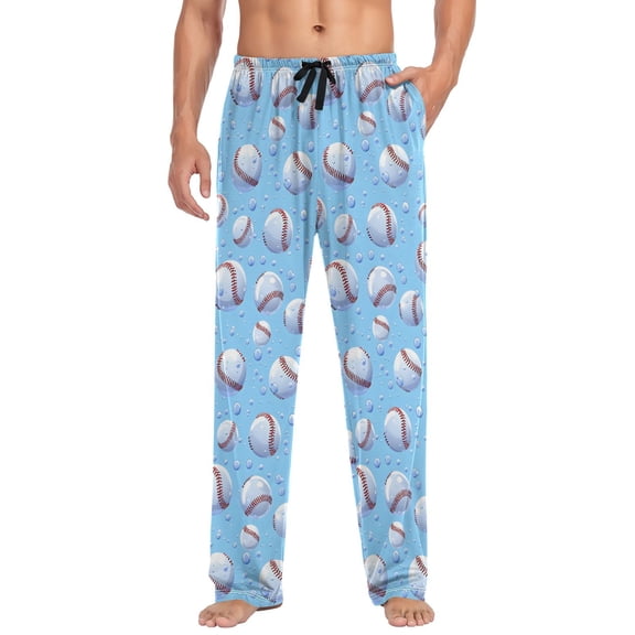 joogoo Men's Pajama Pants Baseball in Water Soft Long Sleep Lounge Pjs Bottoms S