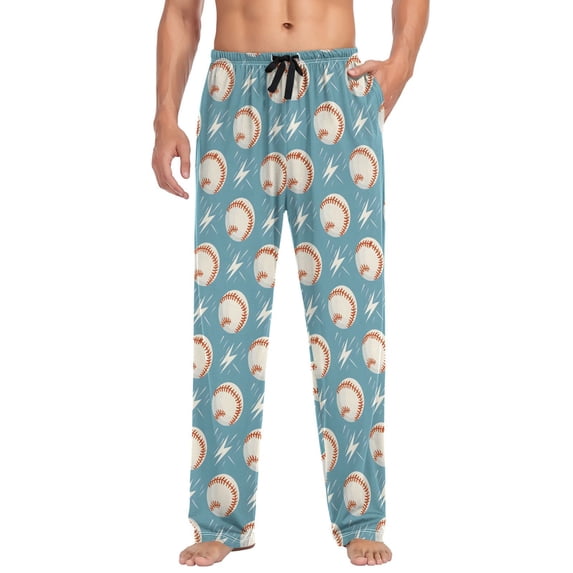 joogoo Men's Pajama Pants Baseballs with Lightning Soft Long Sleep Lounge Pjs Bottoms 2XL