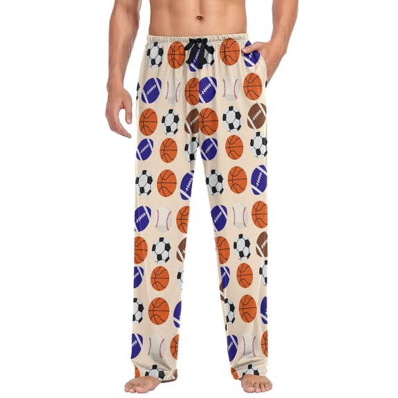 joogoo Men's Pajama Pants Basketballs Baseball Football Soft Long Sleep Lounge Pjs Bottoms S