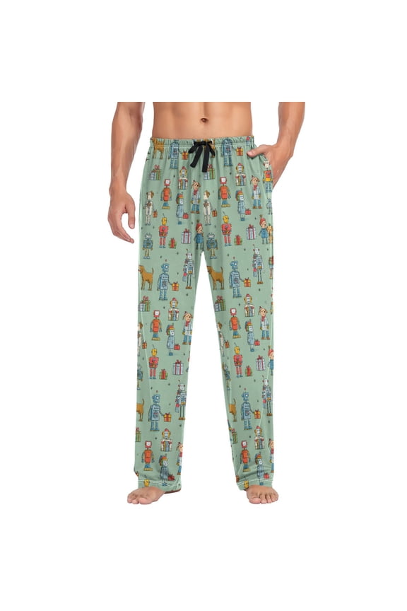 Men's Pajama Pants Cartoon Robots Soft Long Sleep Lounge Pjs Bottoms M