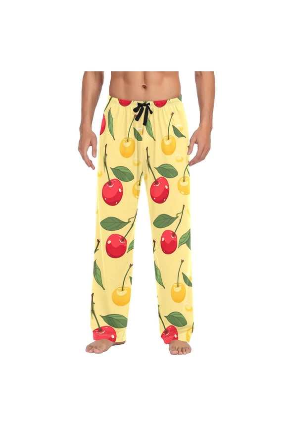 Men's Pajama Pants Cherry Fruits Cotton Long Sleepwear Lounge Pants 2XL