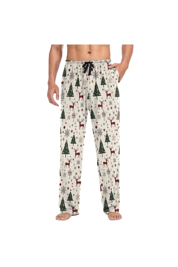 Men's Pajama Pants Christmas Reindeer Trees Soft Long Sleep Lounge Pjs Bottoms XL