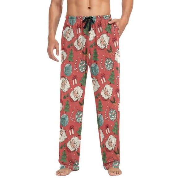 joogoo Men's Pajama Pants Christmas Santa Disco Balls Soft Long Sleep Lounge Pjs Bottoms M
