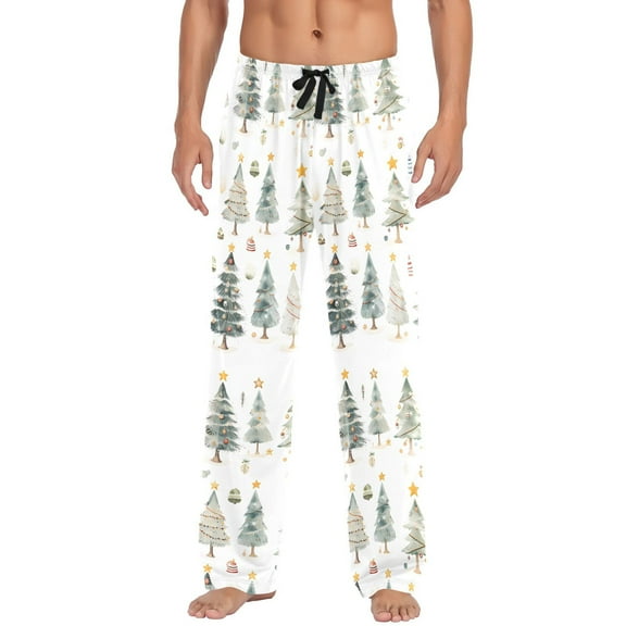 joogoo Men's Pajama Pants Christmas Trees Cotton Long Sleepwear Lounge Pants XL