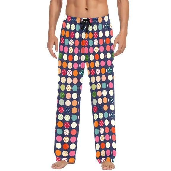 joogoo Men's Pajama Pants Colorful Polka Dots Cotton Long Sleepwear Lounge Pants 2XL