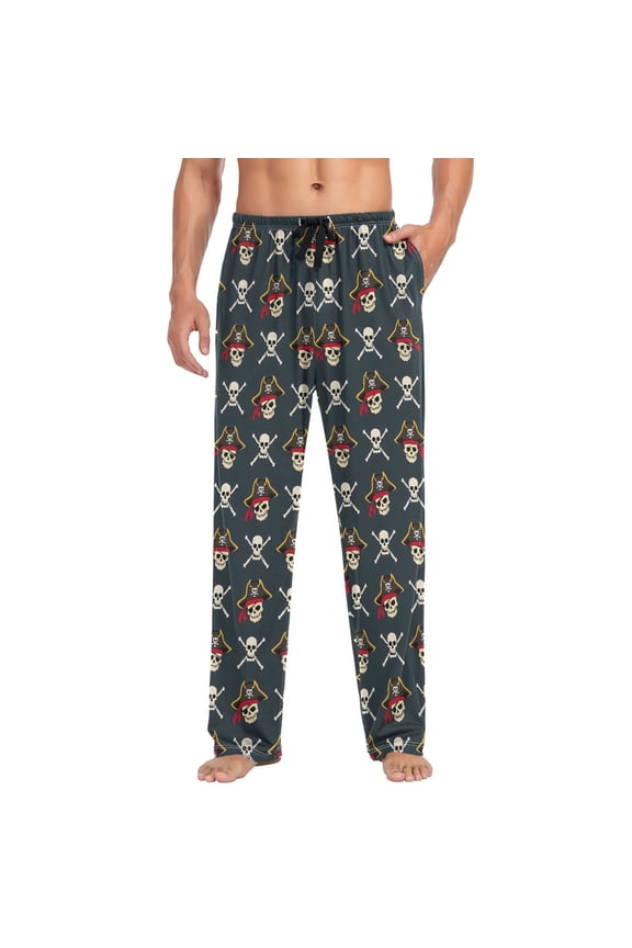 Men's Pajama Pants Cool Skull Pattern Soft Long Sleep Lounge Pjs Bottoms M