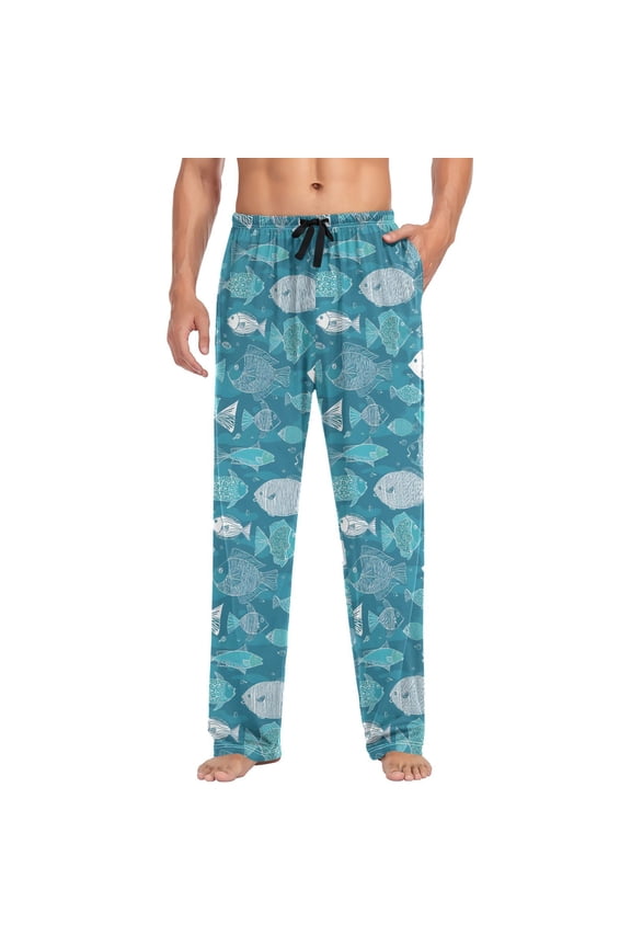 Men's Pajama Pants Cute Fishes Soft Long Sleep Lounge Pjs Bottoms S
