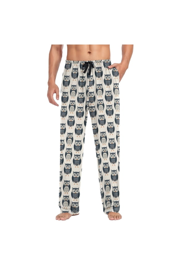 Men's Pajama Pants Cute Owls Soft Long Sleep Lounge Pjs Bottoms L