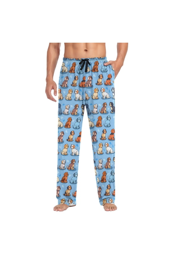 Men's Pajama Pants Cute Pug Dog Soft Long Sleep Lounge Pjs Bottoms 2XL